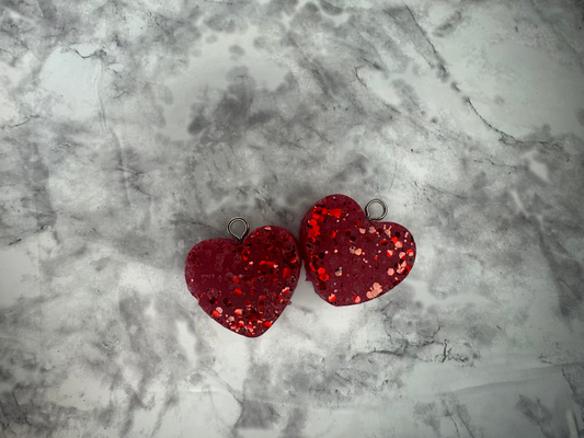 Heart Vent Clips (red w/ glitter, set of 4)