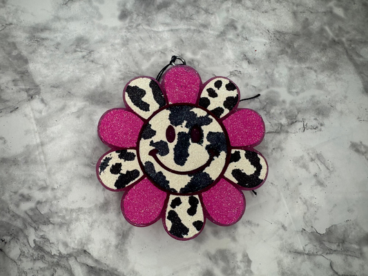 Pink Cow Print Daisy